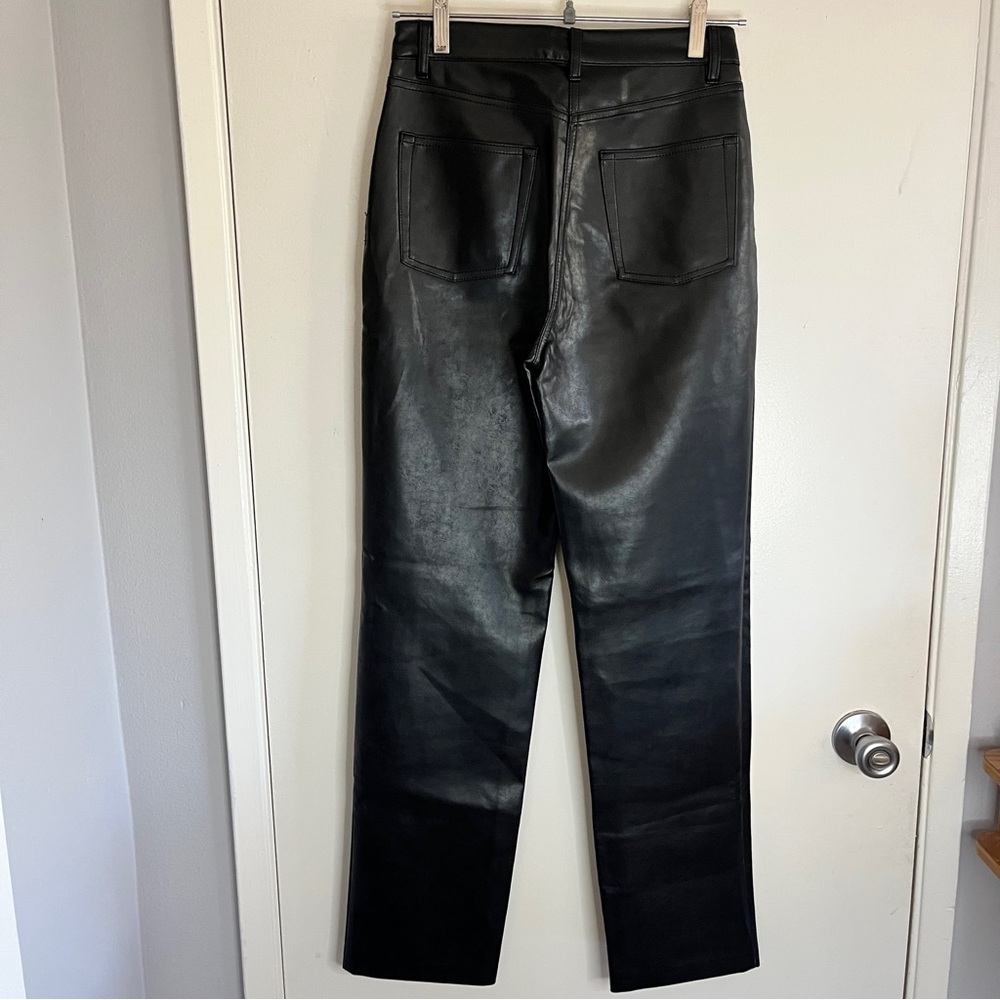 Aritzia Wilfred Black The Melina Super High Rise Vegan Leather Straight Pants - Picture 6 of 8